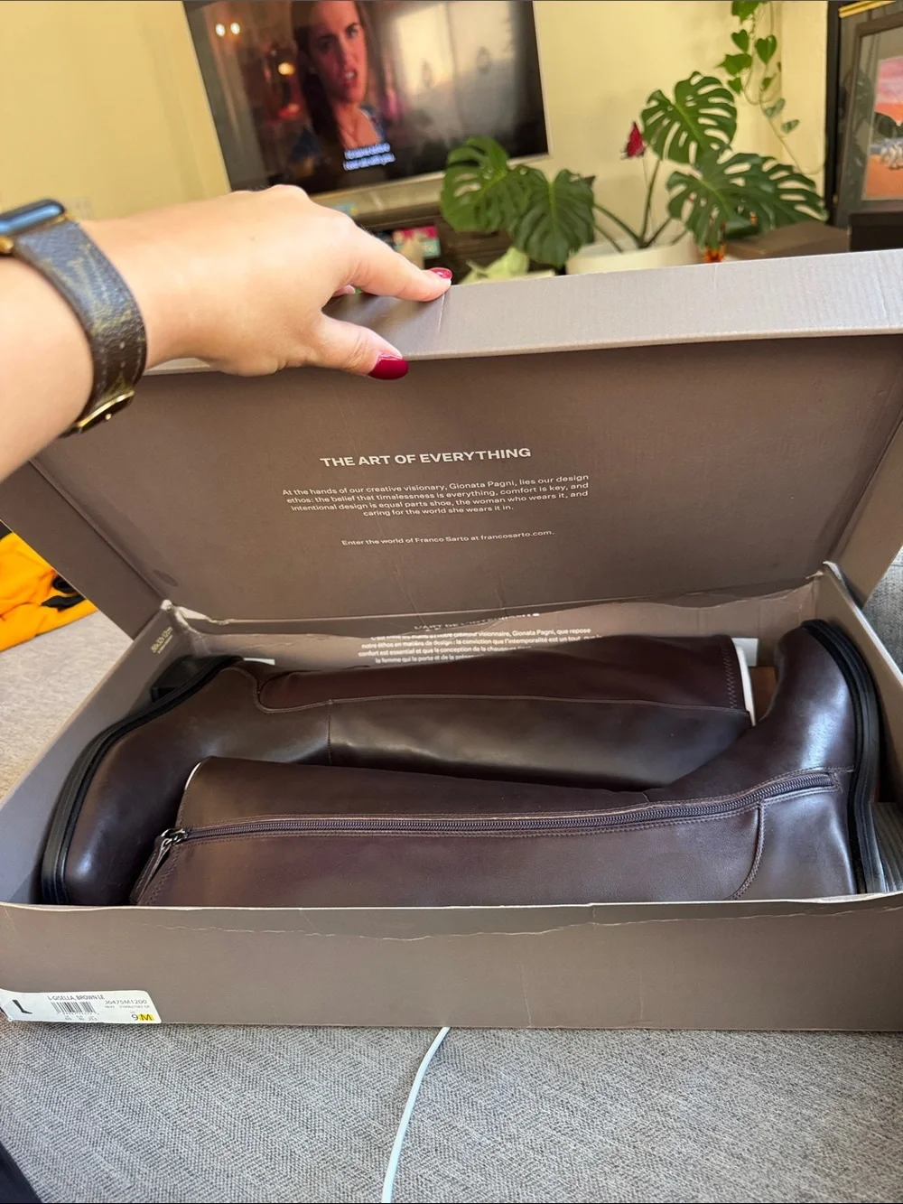 Franco Sarto Over-the-Knee Leather Riding Boots in Dark Brown